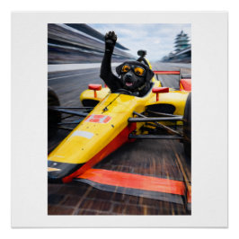 Black Labrador Puppy IndyCar Victory Lap Poster | 