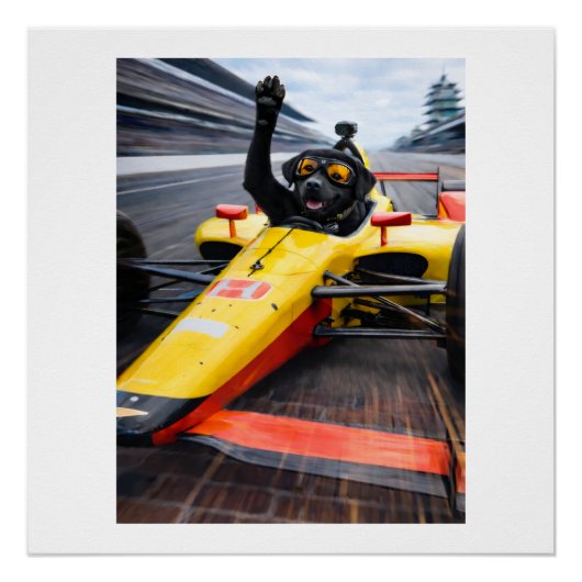 Black Labrador Puppy IndyCar Victory Lap Poster |  (Voorkant)