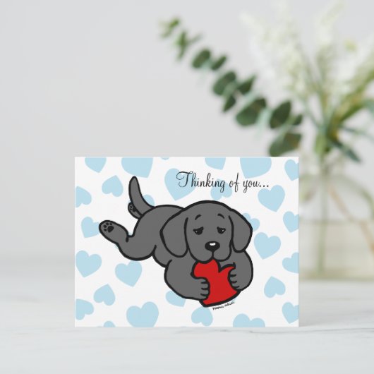 Black Labrador Puppy Kauwhart Briefkaart (Staand voorkant)