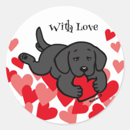 Black Labrador Puppy Kauwhart Valentijn Ronde Sticker