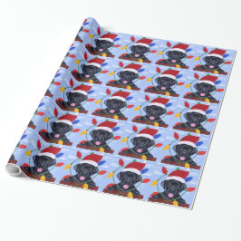 Black Labrador Puppy Kerstkerstkerstkerstkerstkers Cadeaupapier