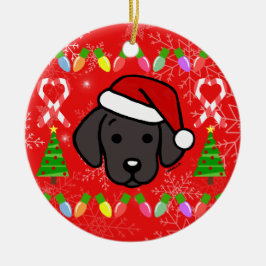 Black Labrador Puppy Kerstmis Keramisch Ornament