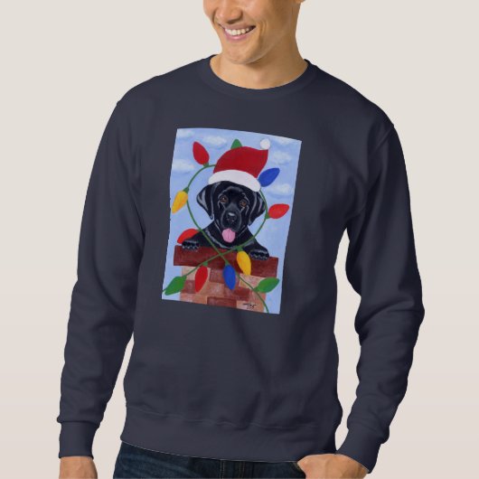 Black Labrador Puppy Kerstmis Trui (Voorkant)