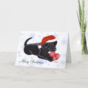 Black Labrador Puppy kerstsnowflake Feestdagen Kaart