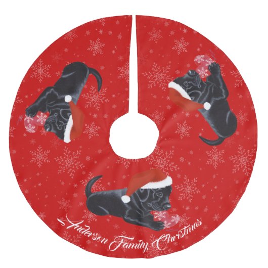 Black Labrador Puppy kerstsnowflake Kerstboom Rok (Voorkant)