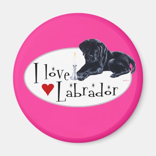 Black Labrador Puppy Magneet (Voorkant)