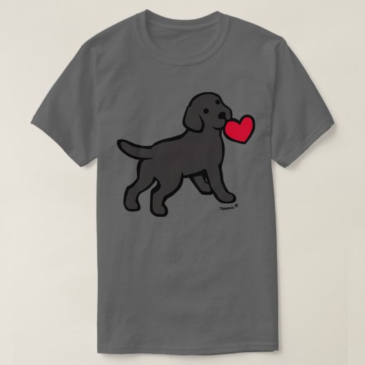 Black Labrador Puppy met een klein hart T-shirt (Design voorkant)