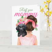 Black Labrador Puppy met vrouw Ruff je mama Kaart (Gele Bloem)