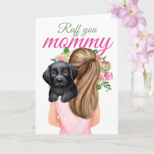 Black Labrador Puppy met vrouw Ruff je mama Kaart (Orchidee)