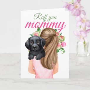 Black Labrador Puppy met vrouw Ruff je mama Kaart