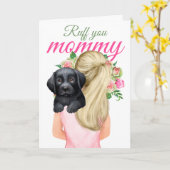 Black Labrador Puppy met vrouw Ruff je mama Kaart (Gele Bloem)