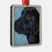 Black Labrador Puppy Painting Metalen Ornament (Rechts)