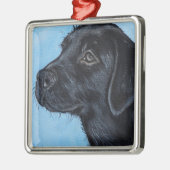 Black Labrador Puppy Painting Metalen Ornament (Links)