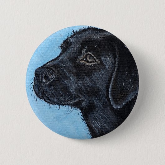 Black Labrador Puppy Painting Ronde Button 5,7 Cm (Voorkant)