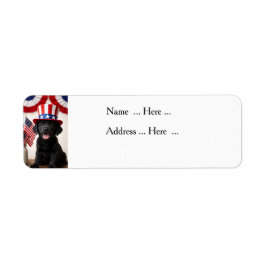 Black Labrador Puppy Patriotic Summer PartyCustom Etiket