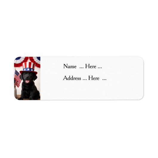 Black Labrador Puppy Patriotic Summer PartyCustom Etiket (Voorkant)