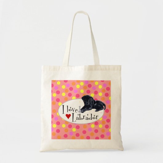 Black Labrador Puppy Polka Dot Tote Bag (Voorkant)