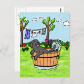 Black Labrador Puppy Pool Cartoon Briefkaart (Voorkant / Achterkant)