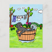Black Labrador Puppy Pool Cartoon Briefkaart (Voorkant)