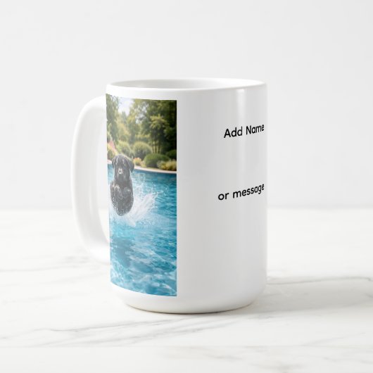 Black Labrador Puppy Pool Plunge Koffiemok (Voorkant links)