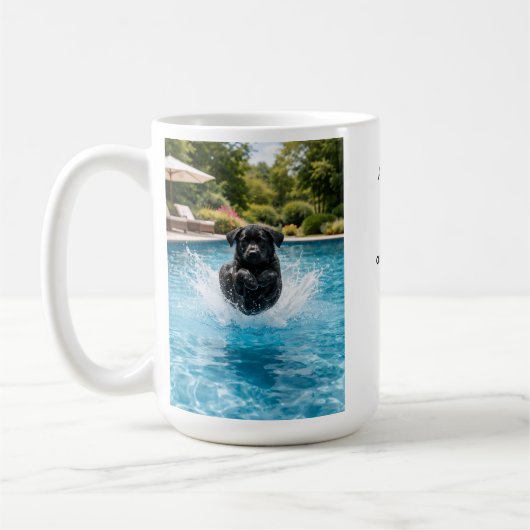 Black Labrador Puppy Pool Plunge Koffiemok (Links)
