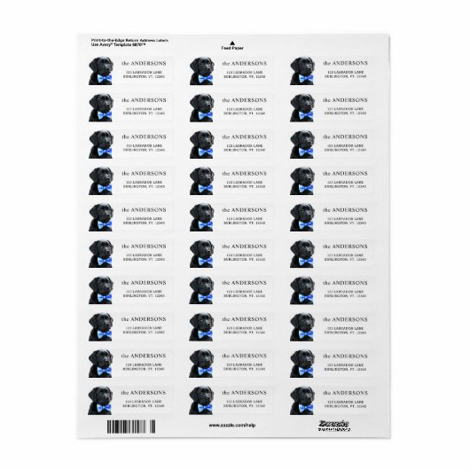 Black Labrador Puppy Return Label (Full Sheet)