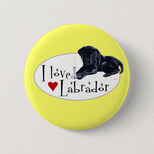 Black Labrador Puppy Ronde Button 5,7 Cm (Voorkant)