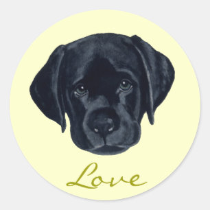Black Labrador Puppy Ronde Sticker