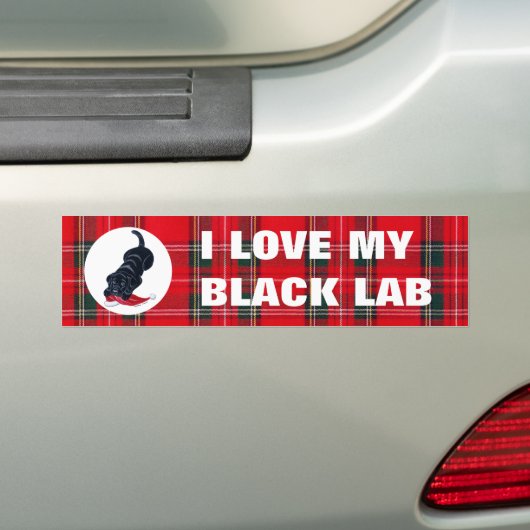 Black Labrador Puppy & Santa Hat Kerstmis Bumpersticker (Op auto)