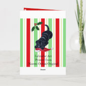 Black Labrador Puppy & Santa Hat Kerstmis Feestdagen Kaart (Achterkant)