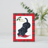 Black Labrador Puppy & Santa Hat Kerstmis Feestdagenkaart (Staand voorkant)