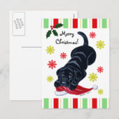 Black Labrador Puppy & Santa Hat Kerstmis Feestdagenkaart (Voorkant / Achterkant)