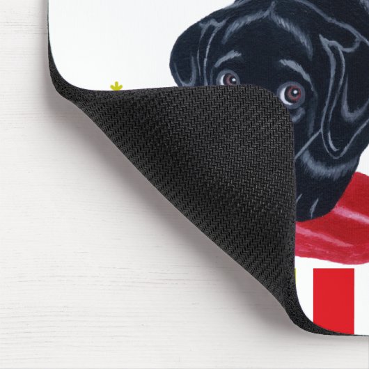 Black Labrador Puppy & Santa Hat Kerstmis Muismat (Hoek)