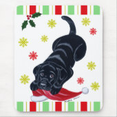 Black Labrador Puppy & Santa Hat Kerstmis Muismat (Voorkant)