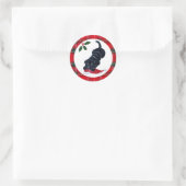 Black Labrador Puppy & Santa Hat Kerstmis Ronde Sticker (Tas)