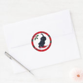 Black Labrador Puppy & Santa Hat Kerstmis Ronde Sticker (Envelop)