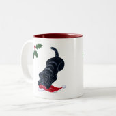 Black Labrador Puppy & Santa Hat Kerstmis Tweekleurige Koffiemok (Voorkant links)