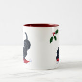 Black Labrador Puppy & Santa Hat Kerstmis Tweekleurige Koffiemok (Center)