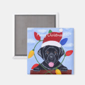 Black Labrador Puppy Santa Magneet (Voorkant / Achterkant)