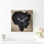 Black Labrador Puppy Vierkante Klok (Huis)