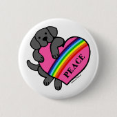 Black Labrador Rainbow Heart Ronde Button 5,7 Cm (Voorkant)