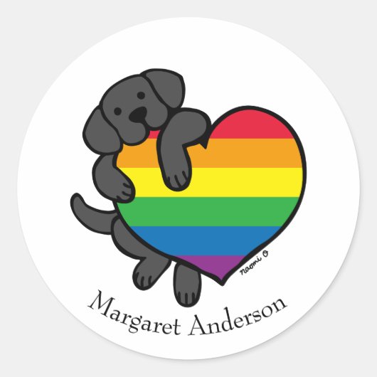 Black Labrador Rainbow Pride Ronde Sticker (Voorkant)