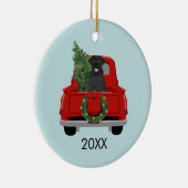 Black Labrador Red Kersttruck Keramisch Ornament (Rechts)