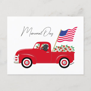 Black Labrador Red Truck Memorial Day Briefkaart