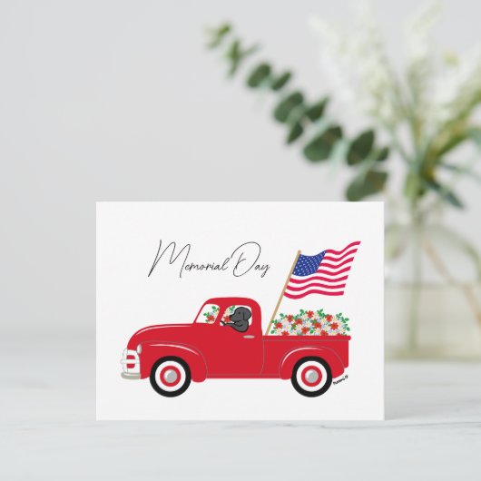 Black Labrador Red Truck Memorial Day Briefkaart (Staand voorkant)
