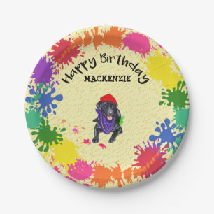 Black Labrador Retriever Art Birthday Party     Papieren Bordje