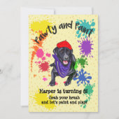 Black Labrador Retriever Art Verjaardagsfeest Uitn Kaart (Voorkant)