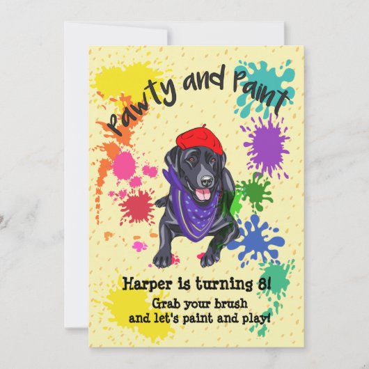 Black Labrador Retriever Art Verjaardagsfeest Uitn Kaart (Voorkant)