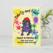 Black Labrador Retriever Art Verjaardagsfeest Uitn Kaart (Staand voorkant)