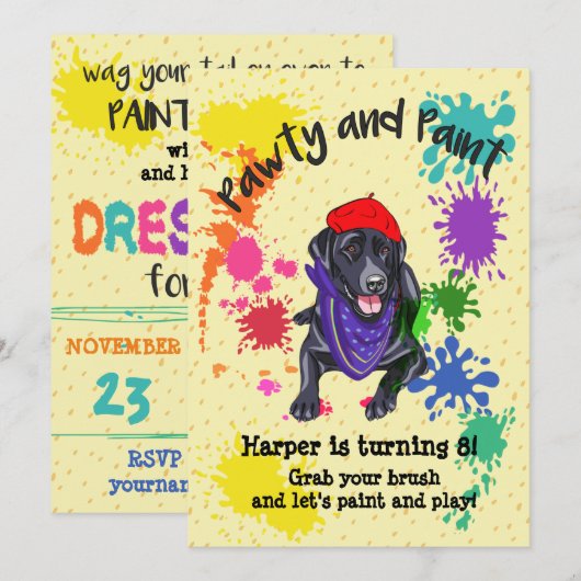 Black Labrador Retriever Art Verjaardagsfeest Uitn Kaart (Voorkant / Achterkant)